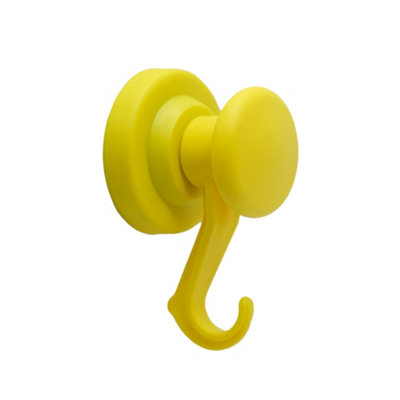 Yellow Rubber Coated Neodymium Magnet With Swivel Hook For Holding RopeWires And Clothing43mm Dia from B&Q