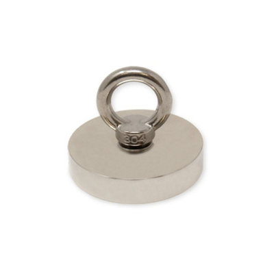 N42 Neodymium Pot Magnet With M10 Eyebolt For Magnet FishingRecovery & Treasure Hunting75mm X 15mm200Kg Pull from B&Q