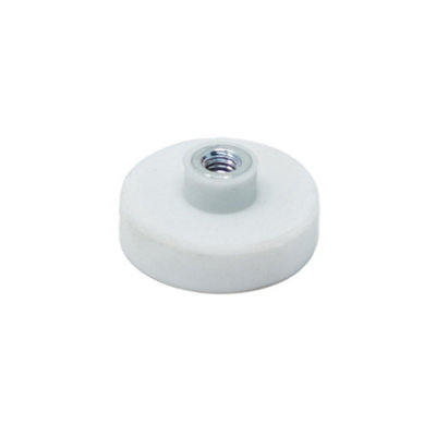 White Rubber Coated Pos Magnet Countersunk With M4 Boss Thread For Retail Fixing22mm Dia X 6mm High5Kg Pull from B&Q
