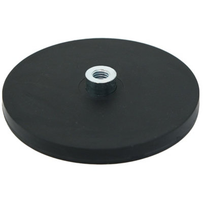 Black Rubber Coated Pos Magnet Countersunk With M8 External Thread For Retail Fixing88mm Dia X 8mm High45Kg Pull from B&Q