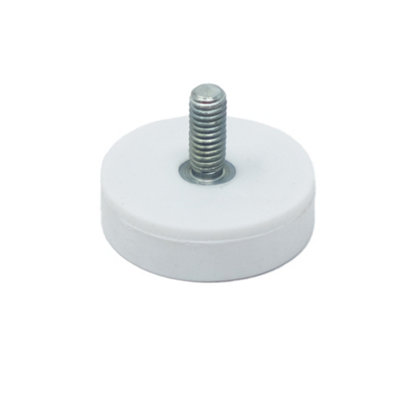 White Rubber Coated Pos Magnet Countersunk With M4 X 6mm External Thread For Retail Fixing22mm Dia X 6mm Thick4Kg Pull from B&Q