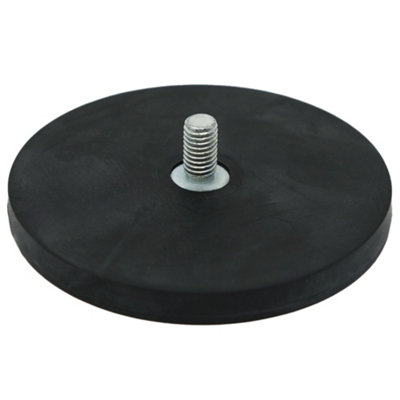 Black Rubber Coated Pos Magnet Countersunk With M8 X 15mm External Thread For Retail Fixing88mm Dia X 8mm Thick49Kg Pull from B&Q