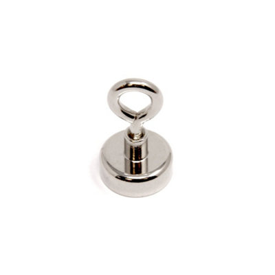 B&Q Neodymium Machine Lathed Clamping Magnet With M4 Eyebolt For Holding, Hanging And Displaying Items - 20Mm Dia