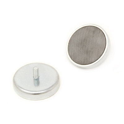 Ferrite Pot Magnet With M5 External Thread For ArtsCraftsModel MakingDiy And Hobbies40mm Dia X 8mm Thick11.4Kg Pull from B&Q