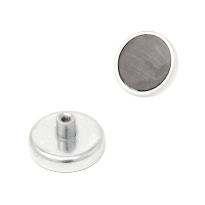 Ferrite Pot Magnet With M4 Internal Thread For ArtsCraftsModel MakingDiy And Hobbies32mm Dia X 7mm Thick4.1Kg Pull from B&Q