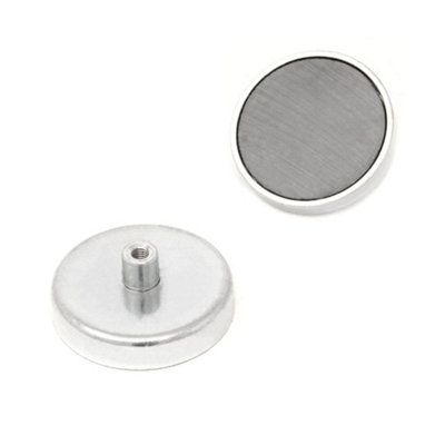Ferrite Pot Magnet With M5 Internal Thread For ArtsCraftsModel Making & Hobbies50mm X 10mm Thick22.5Kg PullPack Of 4 from B&Q
