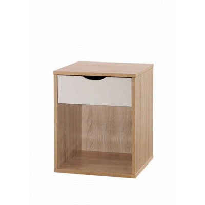 Timber Art Design Alton Bedside Cabinet Bedroom Furniture Nightstand Table 1 Drawer Oak White from B&Q