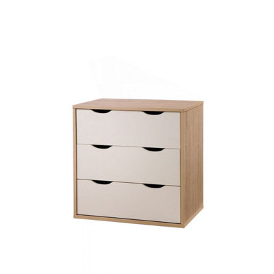 Timber Art Design Alton 3 Drawer Bedroom Cabinet Bedside Chest Of Drawers Sonoma Oak & White from B&Q