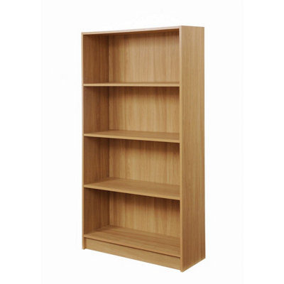 Timber Art Design 4 Tier Bookcase Tall Display Shelving Storage Unit Wood Furniture Oak from B&Q