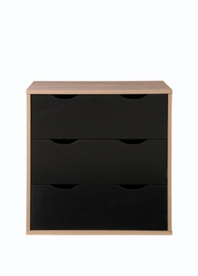 Timber Art Design Alton 3 Drawer Chest Sonoma Oak & Black from B&Q