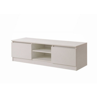 Timber Art Design Modern Tv Unit 120Cm Media Cabinet 2 Doors + Shelf White Turin