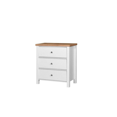B&Q -  Astbury 3 Drawer Bedroom Cabinet Chest Of Drawers White And Oak
