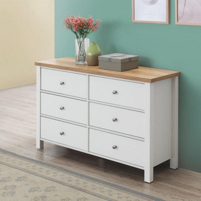 B&Q -  Astbury 6 Drawer Bedroom Cabinet Chest Of Drawers White And Oak