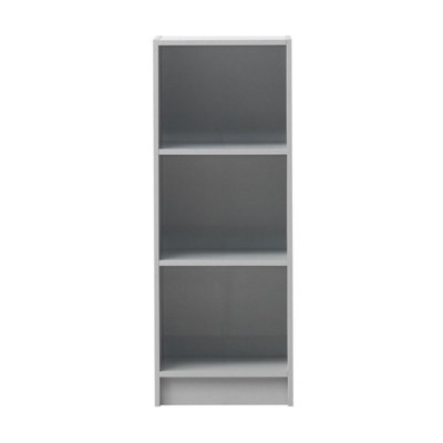 Timber Art Design 3 Tier Medium Narrow Bookcase Shelving Unit Living Room Office Bedroom Grey from B&Q