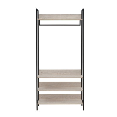 Timber Art Design Zahra Bedroom Double Open Wardrobe 4 Shelves Furniture Storage Cupboard Ash Oak from B&Q