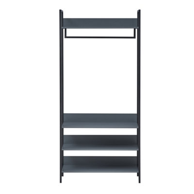 Timber Art Design Zahra Bedroom Double Open Wardrobe 4 Shelves Furniture Storage Cupboard Dark Grey from B&Q