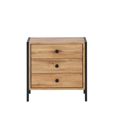 Timber Art Design Zahra Bedside Table Cabinet Bedroom Furniture Nightstand 3 Drawer Wotan Oak from B&Q