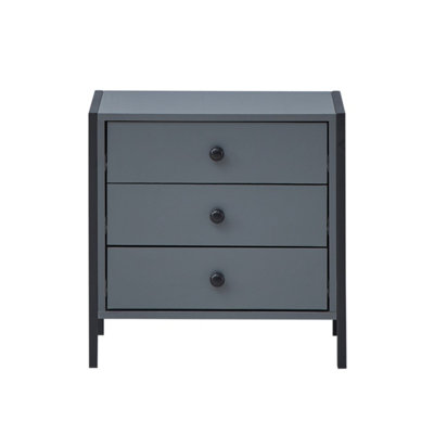 Timber Art Design Zahra Bedside Table Cabinet Bedroom Furniture Nightstand 3 Drawer Dark Grey from B&Q