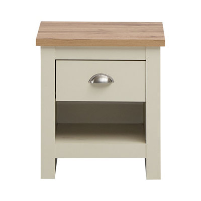 Timber Art Design Lisbon Bedside Cabinet Bedroom Furniture Nightstand Table 1 Drawer Cream