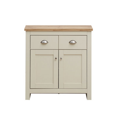 Timber Art Design Lisbon Compact 2 Doors 2 Drawer Sideboard Storage Cabinet Cupboard Cream Oak