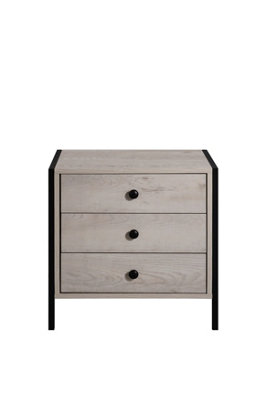 Timber Art Design Zahra Bedside Table Cabinet Bedroom Furniture Nightstand 3 Drawer Ash Oak from B&Q