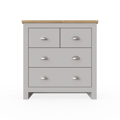Timber Art Design Lisbon Light Grey Bedroom Chest Of Drawers 2+2 4 Drawer Storage Cabinet Furniture