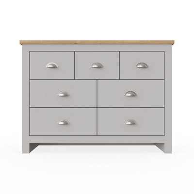 Timber Art Design Lisbon Bedroom Chest Of Drawers 3+4 7 Drawer Storage Cabinet Furniture Light/Grey
