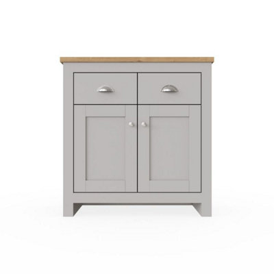 Timber Art Design Lisbon Compact 2 Doors 2 Drawer Sideboard Storage Cabinet Cupboard Light Grey