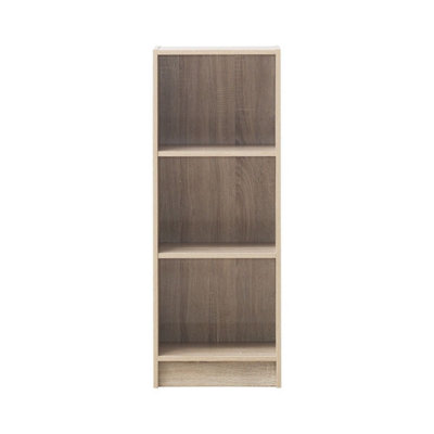 Timber Art Design 3 Tier Medium Narrow Bookcase Shelving Unit Living Room Office Bedroom Sonoma Oak from B&Q