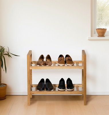 Hallowood Furniture Waverly Oak Narrow 2 Tier Stackable Shoe Rack from B&Q