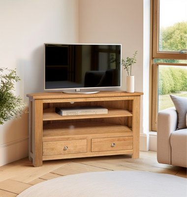 Hallowood Furniture Waverly Oak 2 Drawer Corner Tv Unit from B&Q