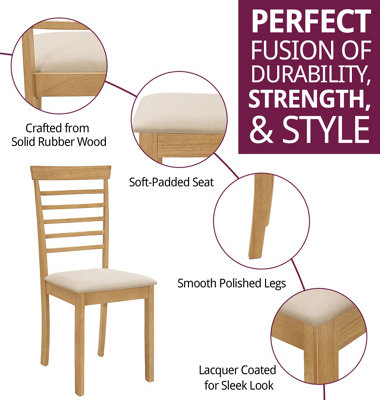 Hallowood Furniture Ledbury Wooden Chair With Fabric Seat Pad In Light Oak Finish (Pair) from B&Q