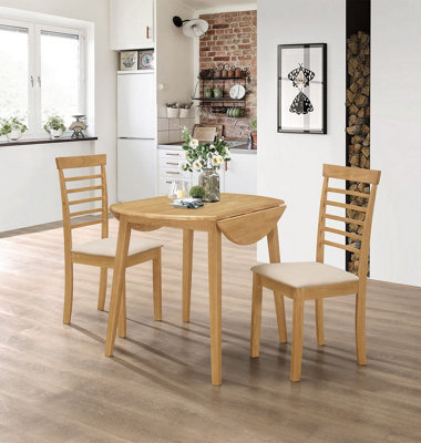 Hallowood Furniture Ledbury Drop Leaf Round Table Set With 2 Chairs In Light Oak Finish from B&Q