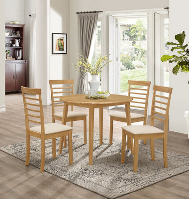 Hallowood Furniture Ledbury Drop Leaf Round Table Set With 4 Chairs In Light Oak Finish from B&Q