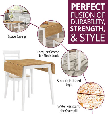 Hallowood Furniture Ledbury Drop Leaf Rectangular Table With 4 Chairs In White Painted And Oak Finish from B&Q