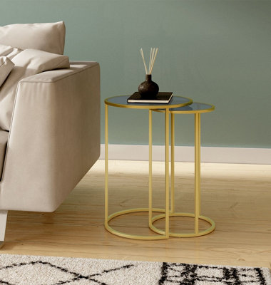 Hallowood Furniture Bourton Round Nest Of 2 Tables With Glass Top from B&Q
