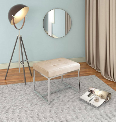 Hallowood Furniture Finley Velvet Stool With Metal BaseLight Brown from B&Q
