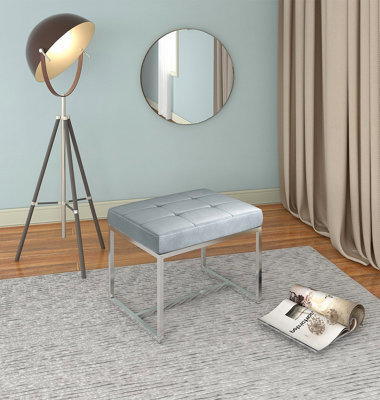 Hallowood Furniture Finley Velvet Stool With Metal BaseGrey from B&Q