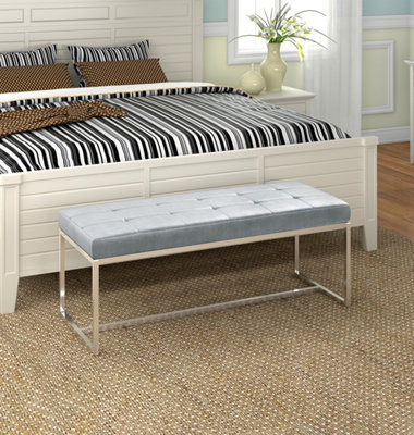 Hallowood Furniture Finley Velvet Bench With Metal Base from B&Q