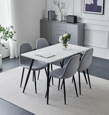 Hallowood Furniture Cullompton Rectangular Dining Table (1.2M) With 4 Chairs (Cha502-Sgy) from B&Q
