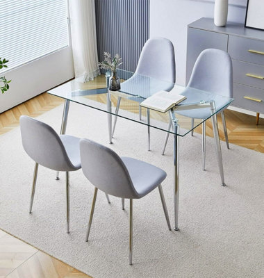 Hallowood Furniture Cullompton Rectangular Glass Dining Table (1.2M) With 4 Chairs (Cha501-Sgy) from B&Q