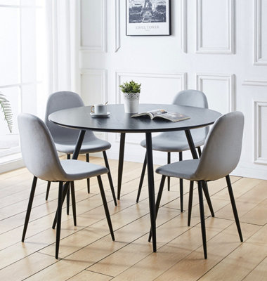 Hallowood Furniture Cullompton Large Round Black Dining Table (1.2M) With 4 Chairs (Cha502-Sgy) from B&Q