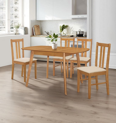 Hallowood Furniture Aston Butterfly Extending Table With 4 Chairs (Light Oak Colour) from B&Q