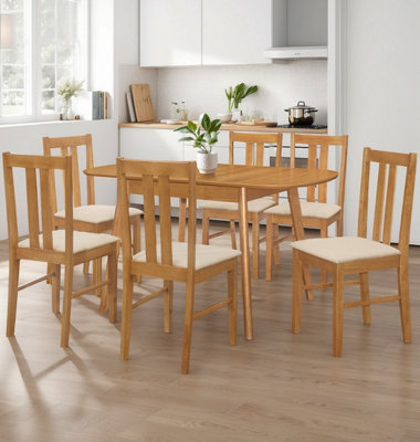 Hallowood Furniture Aston Butterfly Extending Table With 6 Chairs (Light Oak Colour) from B&Q