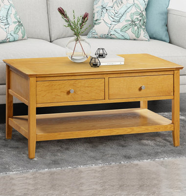 Hallowood Furniture Hereford Oak Coffee Table With Drawers from B&Q