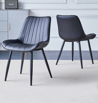 Hallowood Furniture Cullompton Dining Chair In Black Bonded Leather (Pair) from B&Q
