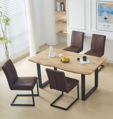 B&Q -  Cullompton Large Dining Table (160Cm) With 4 Brown Chairs
