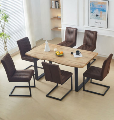 B&Q -  Cullompton Large Dining Table (160Cm) With 6 Brown Chairs