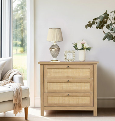 Hallowood Furniture Newquay Oak Effect Chest With 3 Drawer And Real Rattan Front from B&Q