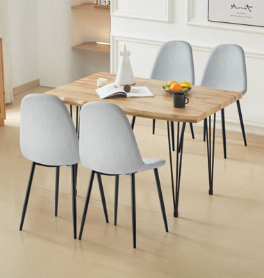 Hallowood Furniture Cullompton Large Dining Table 120Cm With 4 Silver Grey Chairs from B&Q